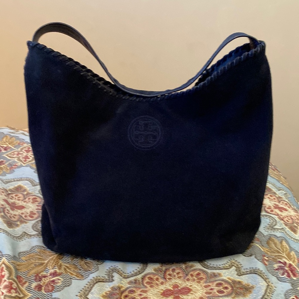 Tory Burch Dark Blue Suede Hobo